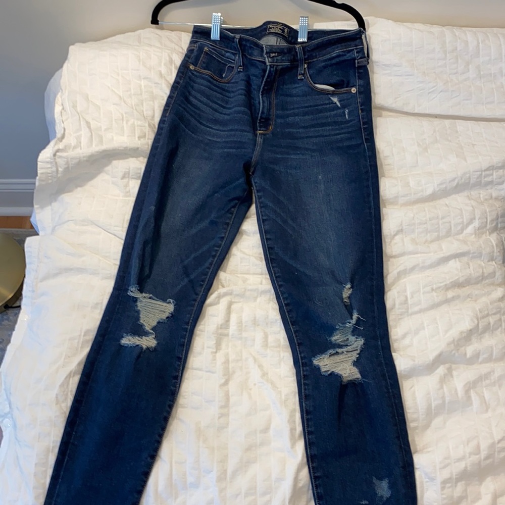High Waist Skinny Distressed Abercrombie Jeans